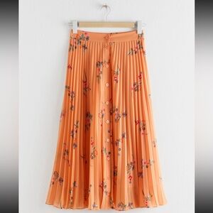 & Other Stories Floral Button-Down Skirt in Orange
